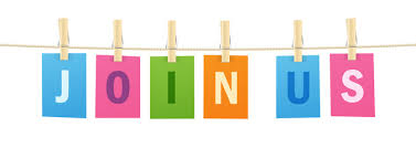 letters on bunting spelling words 'join us'